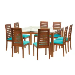 LATAM HOME - Juego De Comedor Barcelona 1400X1400 Silla Tenerife Tela Turquesa