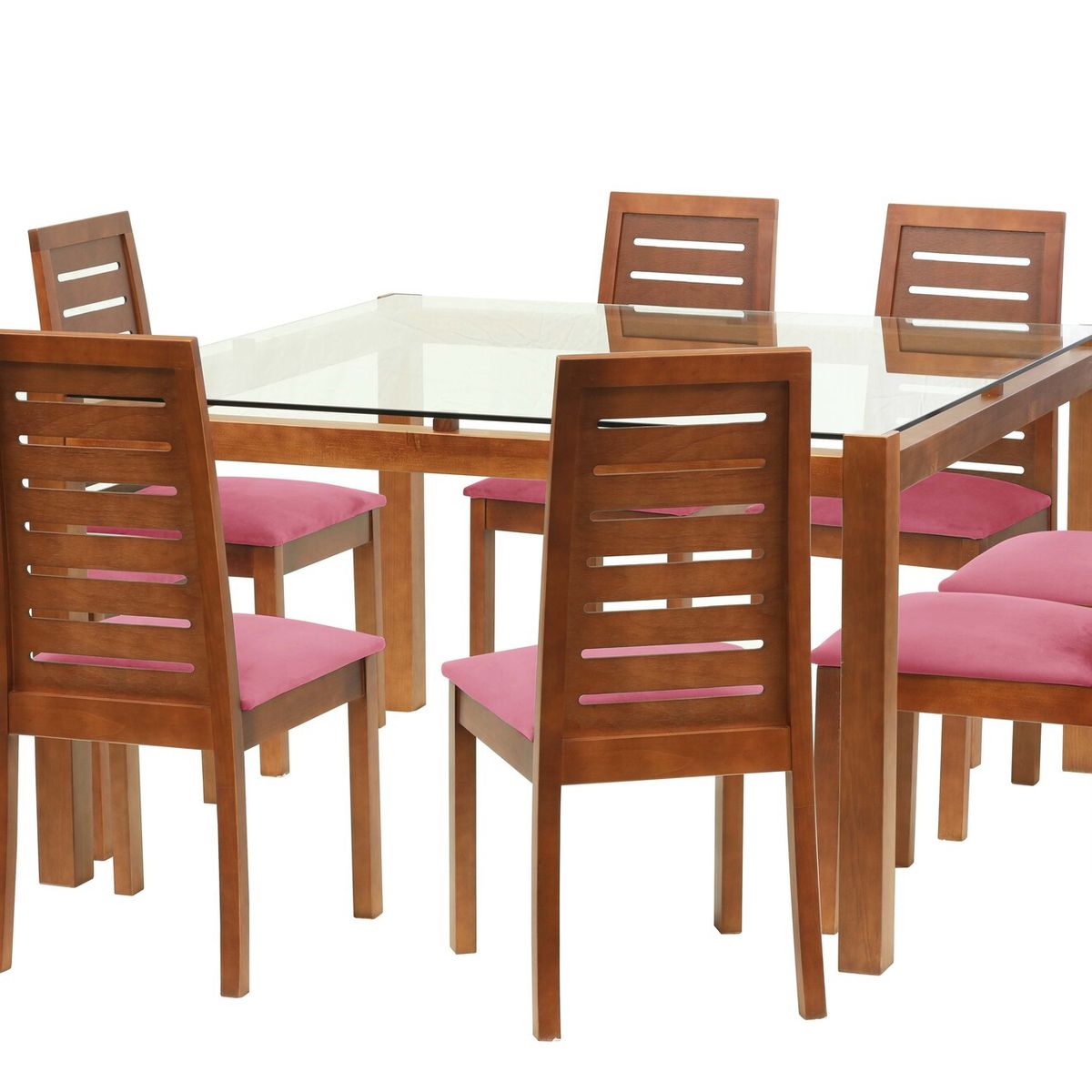 LATAM HOME - Juego De Comedor Barcelona 1400X1400 Silla Tenerife Tela Palo Rosa
