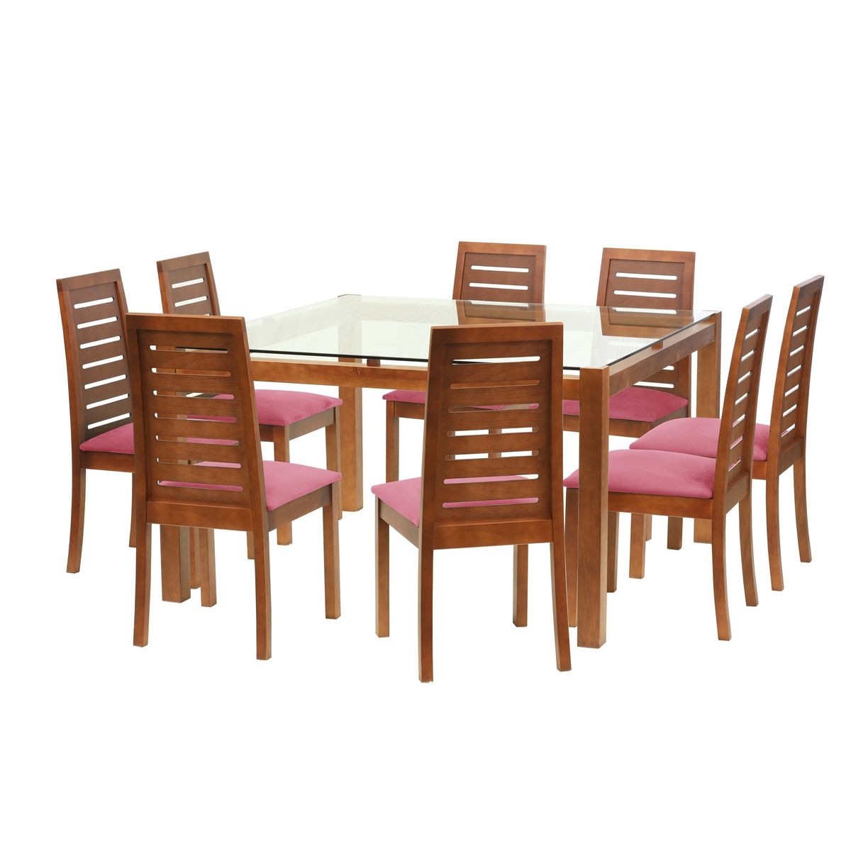 LATAM HOME - Juego De Comedor Barcelona 1400X1400 Silla Tenerife Tela Palo Rosa