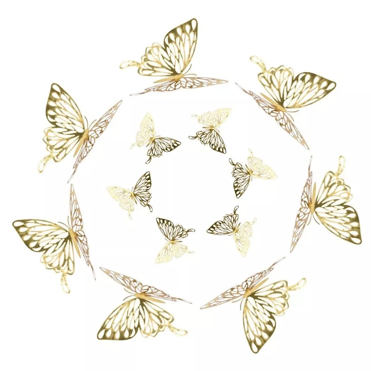 GENERICO - Mariposas Decorativas 3d Color Dorado12 Unidades