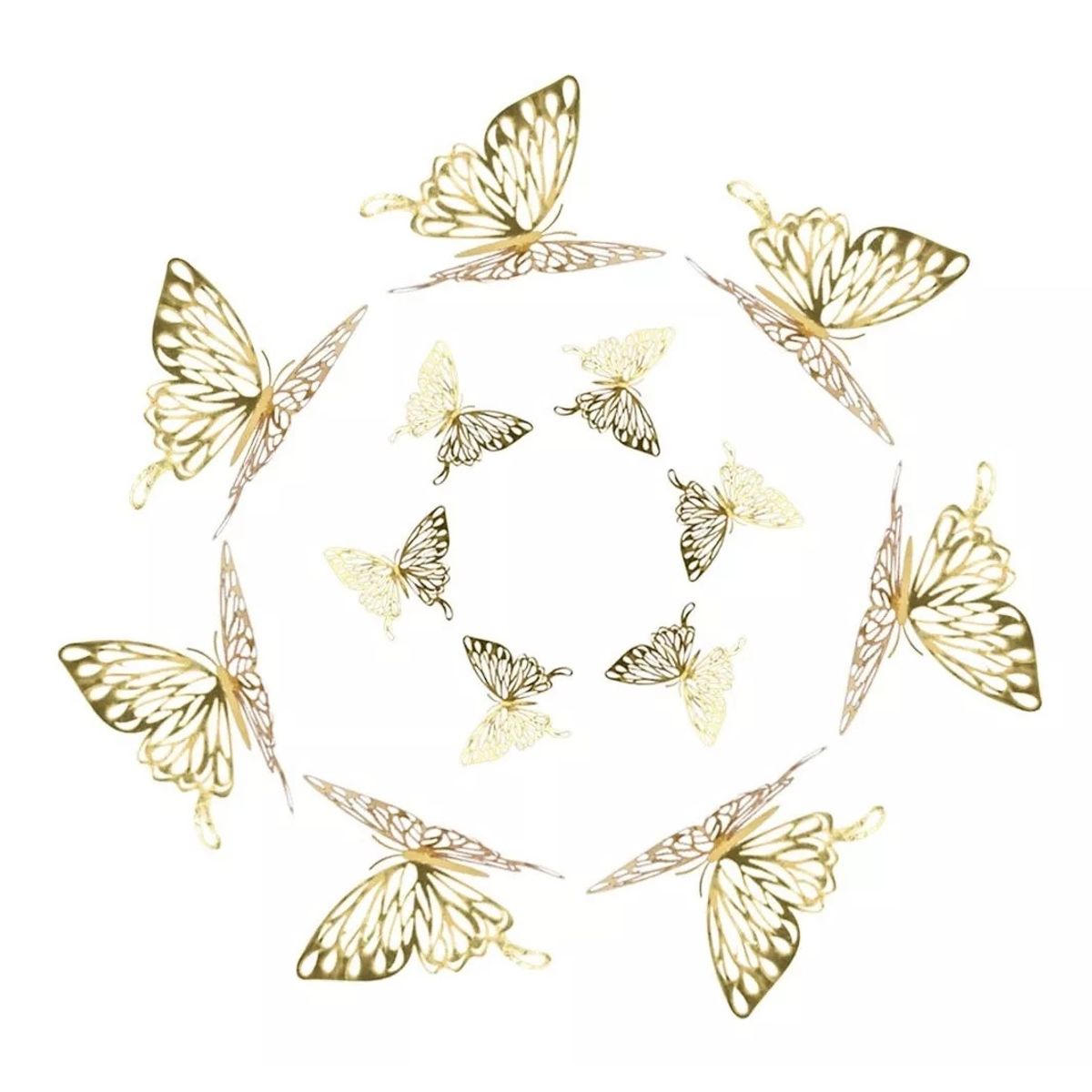 GENERICO - Mariposas Decorativas 3d Color Dorado12 Unidades