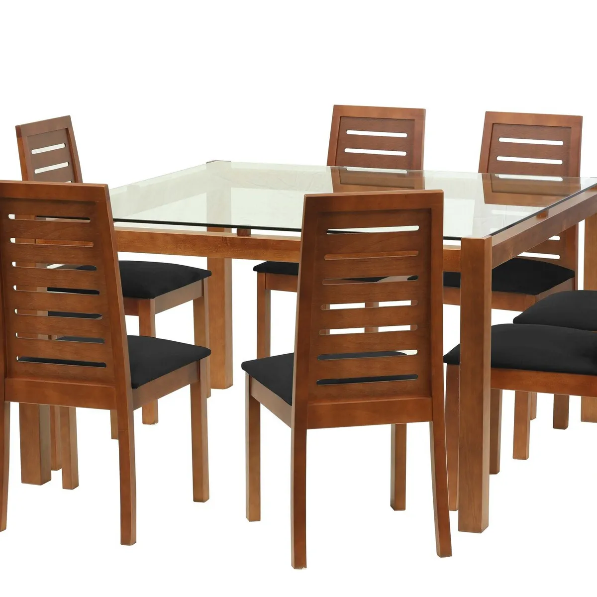 LATAM HOME - Juego De Comedor Barcelona 1400X1400 Silla Tenerife Tela Negro