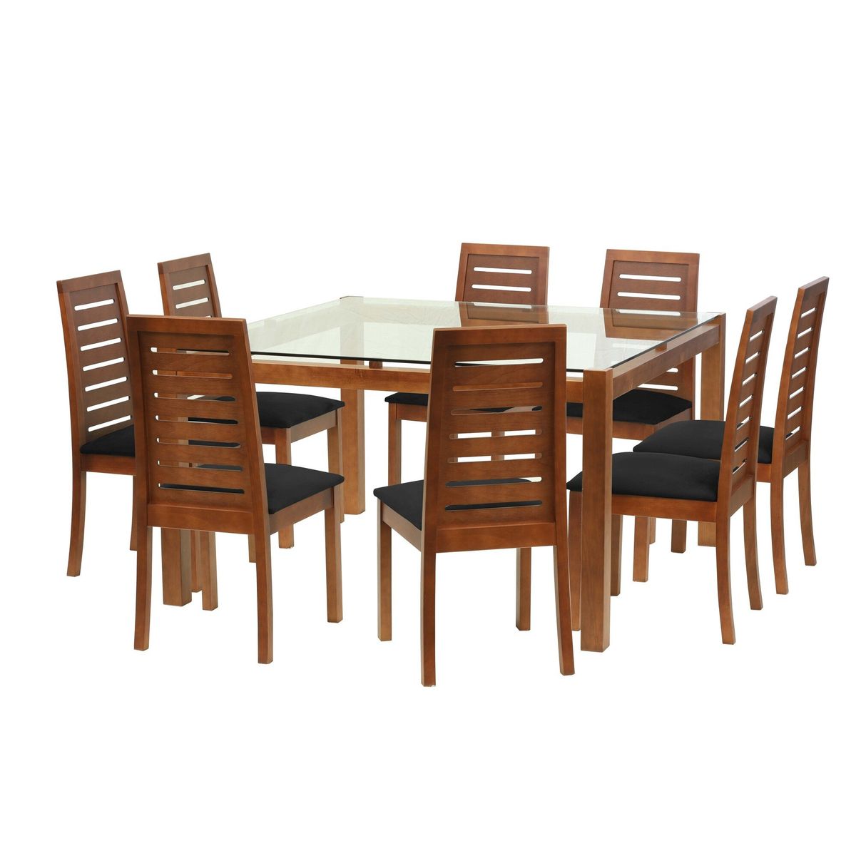 LATAM HOME - Juego De Comedor Barcelona 1400X1400 Silla Tenerife Tela Negro