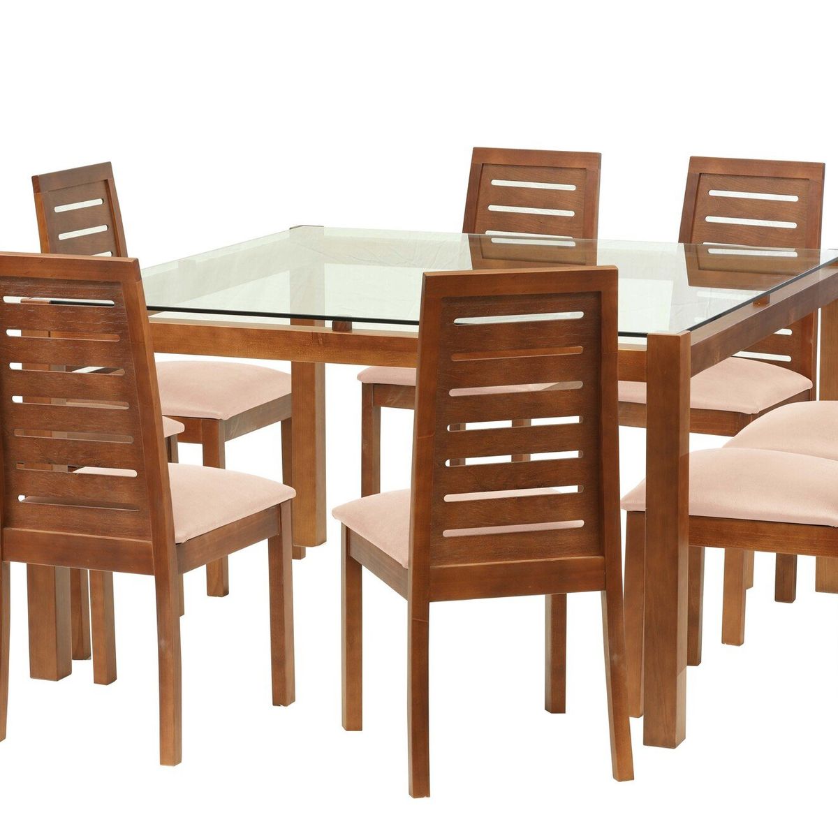 LATAM HOME - Juego De Comedor Barcelona 1400X1400 Silla Tenerife PU Beige