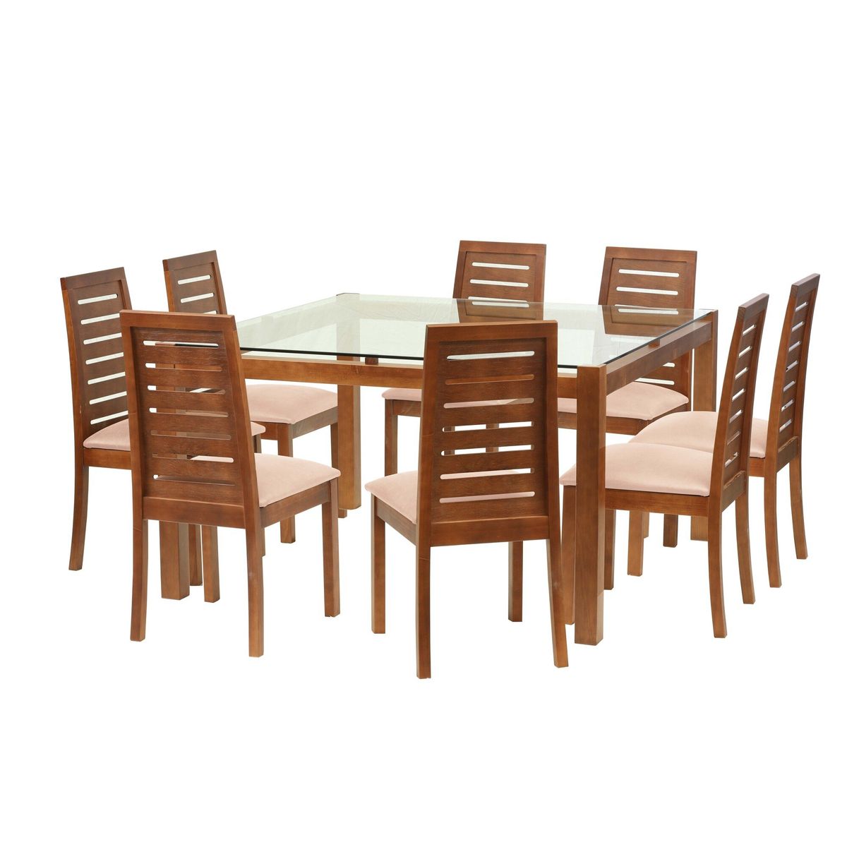 LATAM HOME - Juego De Comedor Barcelona 1400X1400 Silla Tenerife PU Beige
