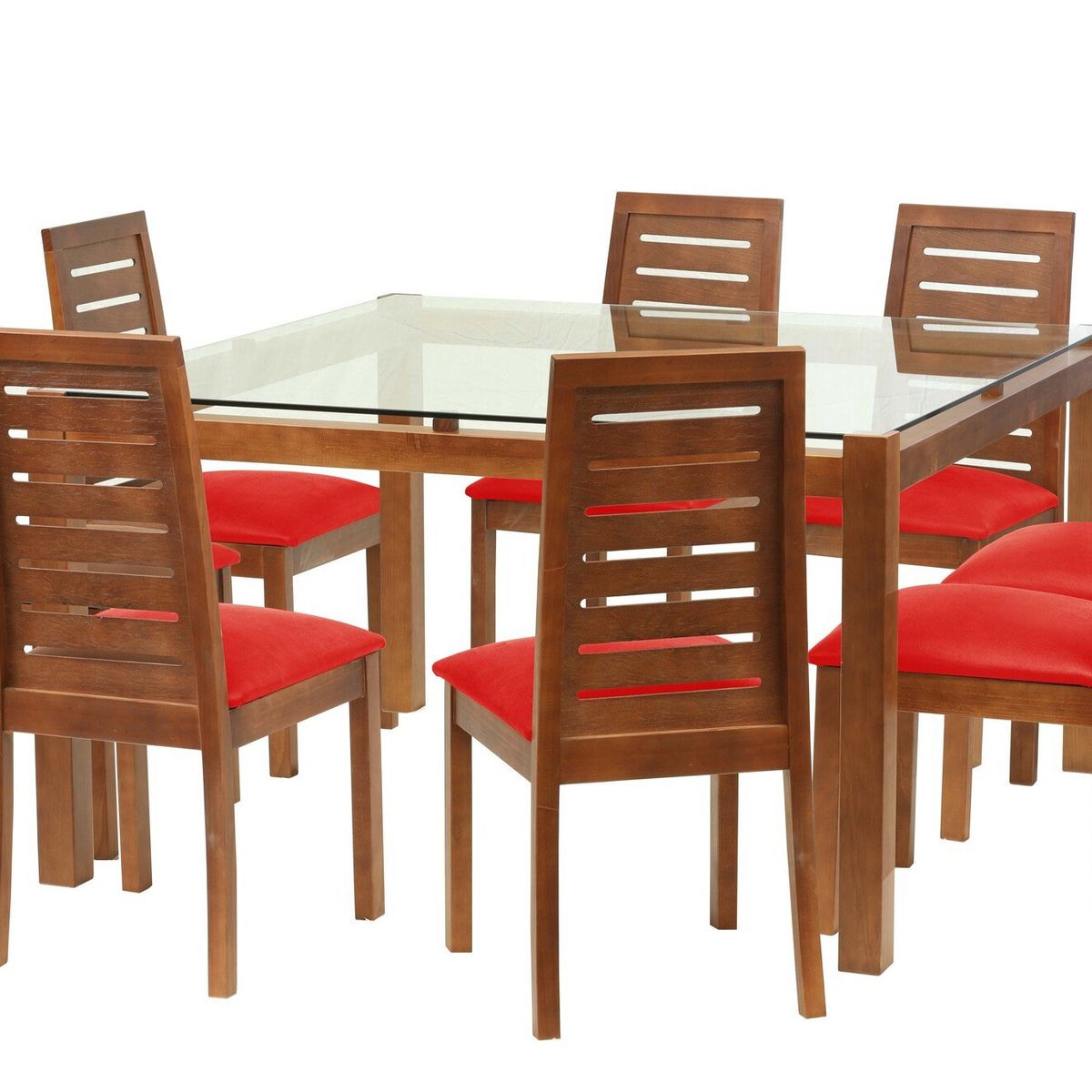 LATAM HOME - Juego De Comedor Barcelona 1400X1400 Silla Tenerife PU Rojo