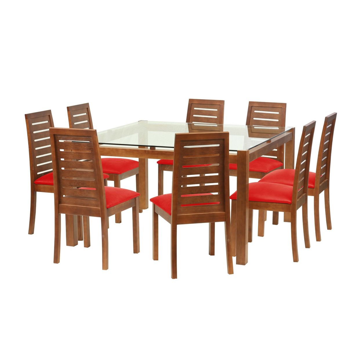 LATAM HOME - Juego De Comedor Barcelona 1400X1400 Silla Tenerife PU Rojo