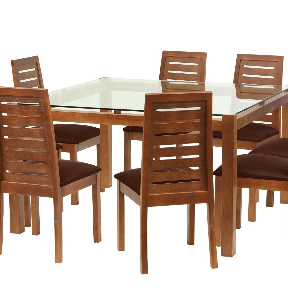 LATAM HOME - Juego De Comedor Barcelona 1400X1400 Silla Tenerife PU Chocolate