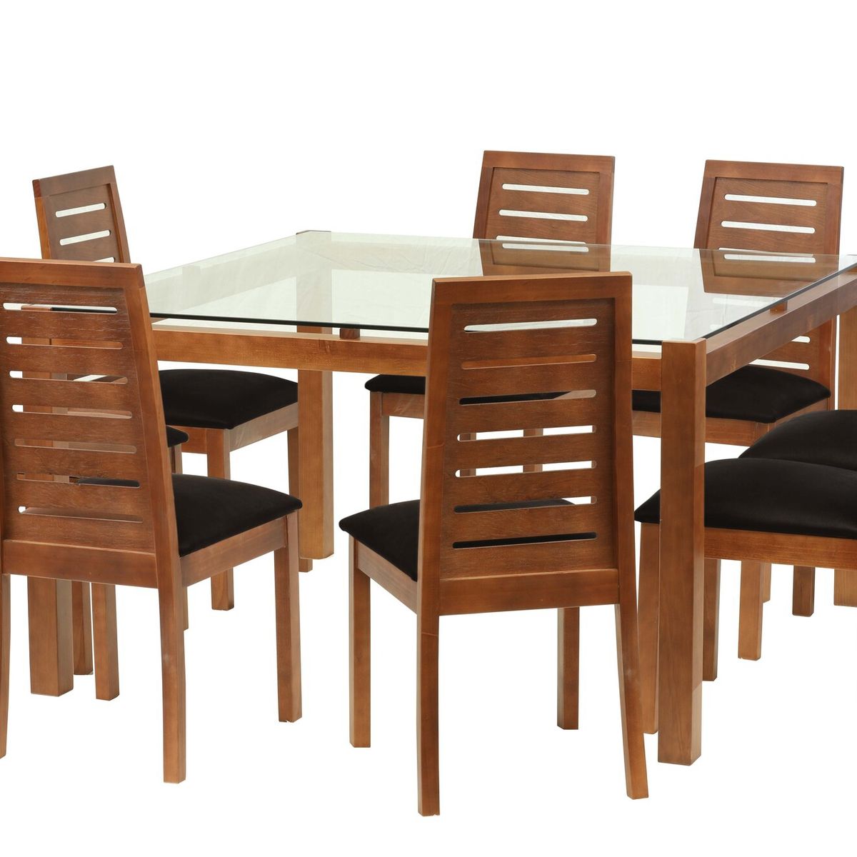 LATAM HOME - Juego De Comedor Barcelona 1400X1400 Silla Tenerife PU Negro