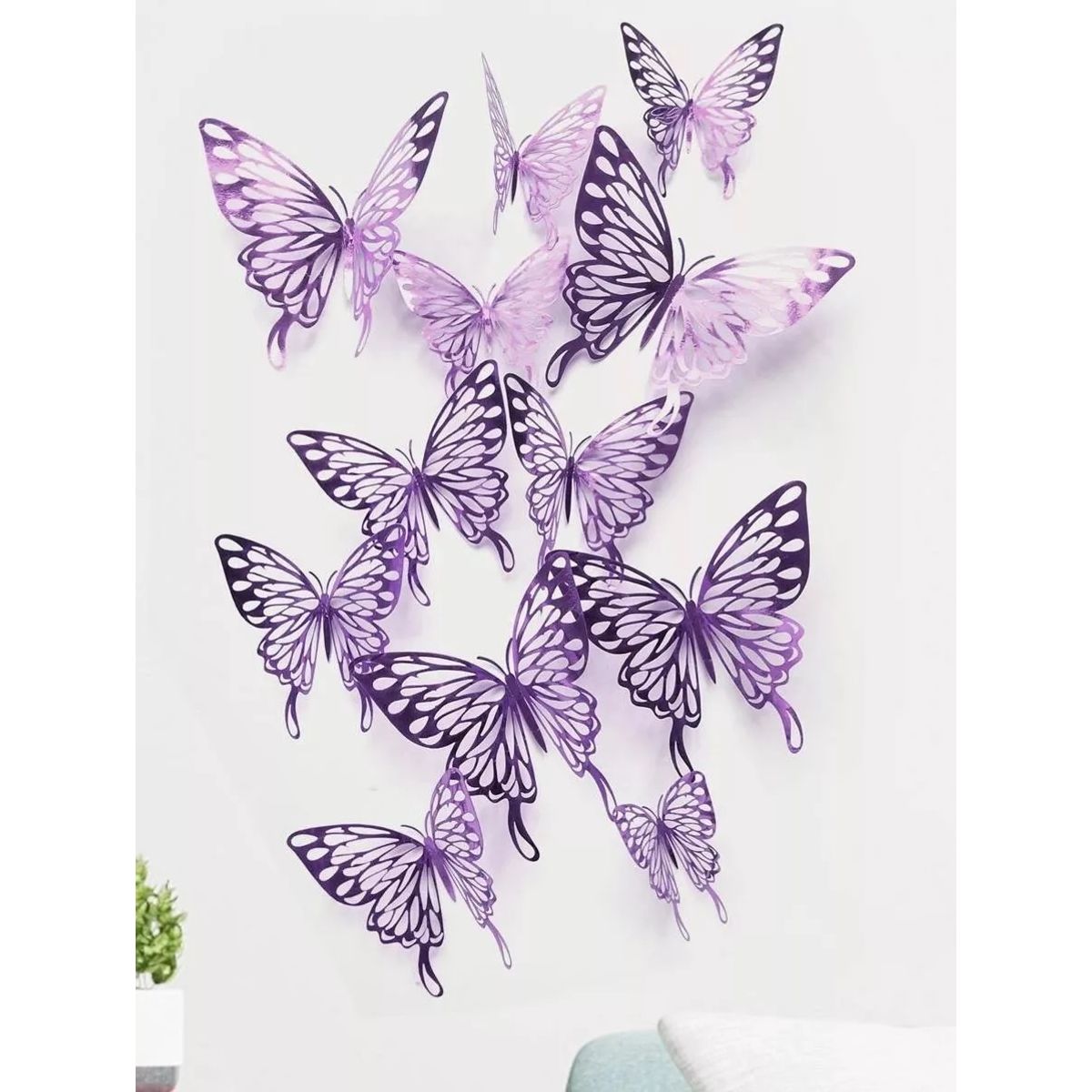 GENERICO - Mariposas Decorativas 3d Color Morado 12 Unidades