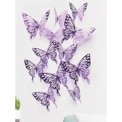 GENERICO - Mariposas Decorativas 3d Color Morado 12 Unidades