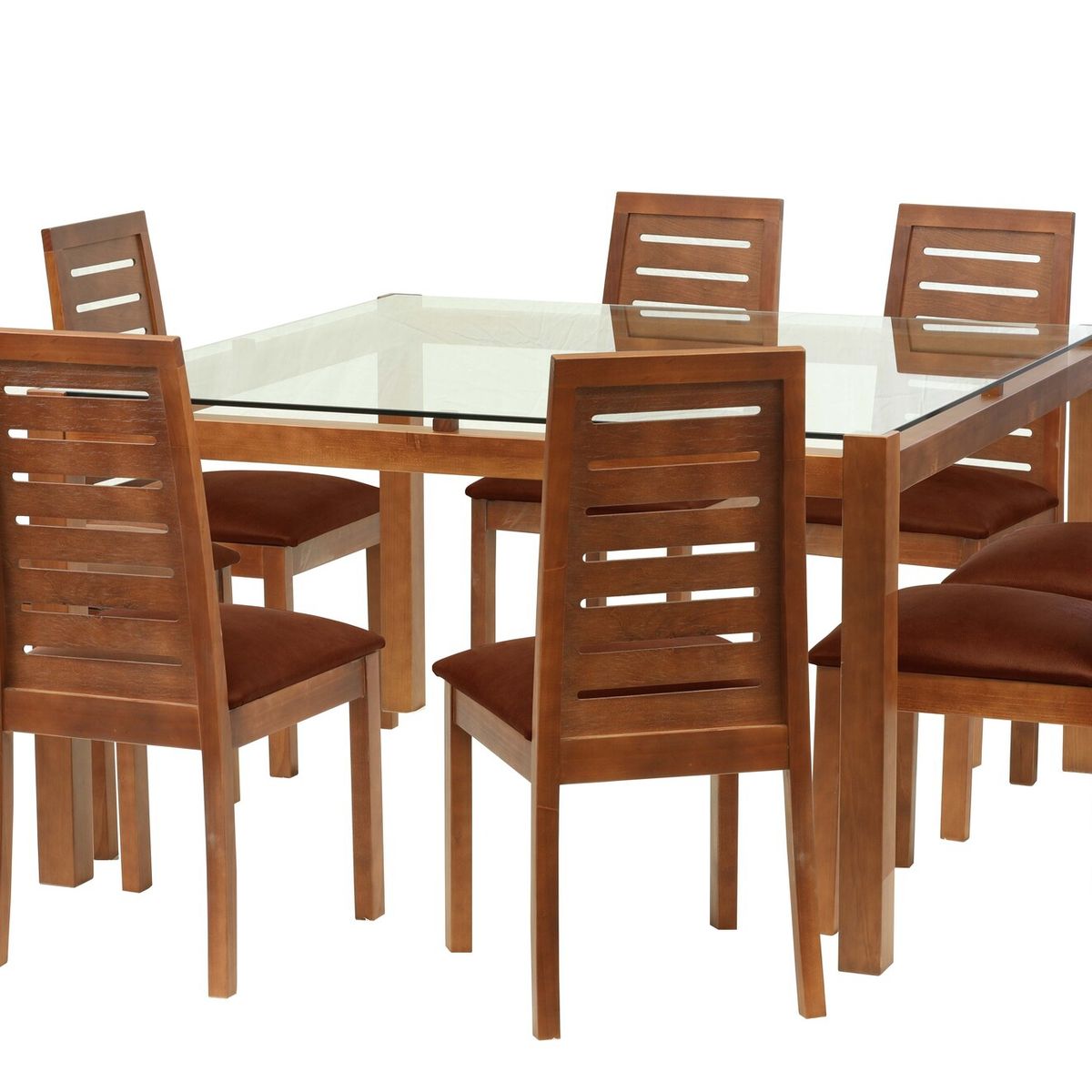 LATAM HOME - Juego De Comedor Barcelona 1400X1400 Silla Tenerife Cuero Cafe Moro