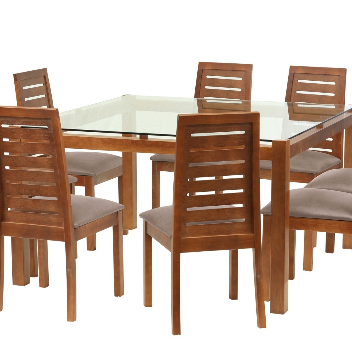 LATAM HOME - Juego De Comedor Barcelona 1400X1400 Silla Tenerife Cuero Gris