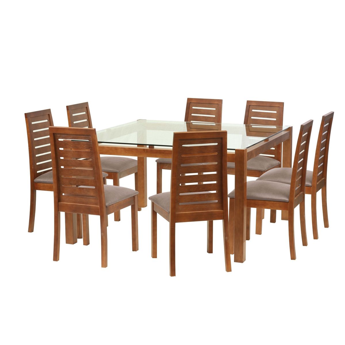 LATAM HOME - Juego De Comedor Barcelona 1400X1400 Silla Tenerife Cuero Gris