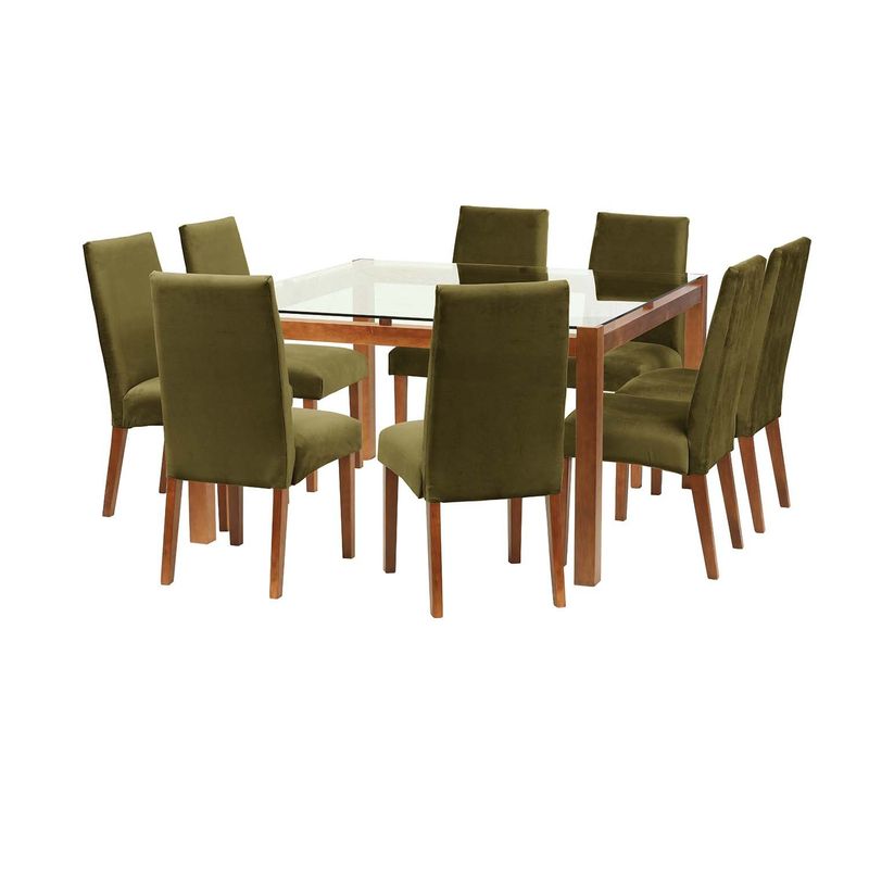 LATAM HOME - Juego De Comedor Barcelona 1400X1400 Silla Cadiz Tela Verde