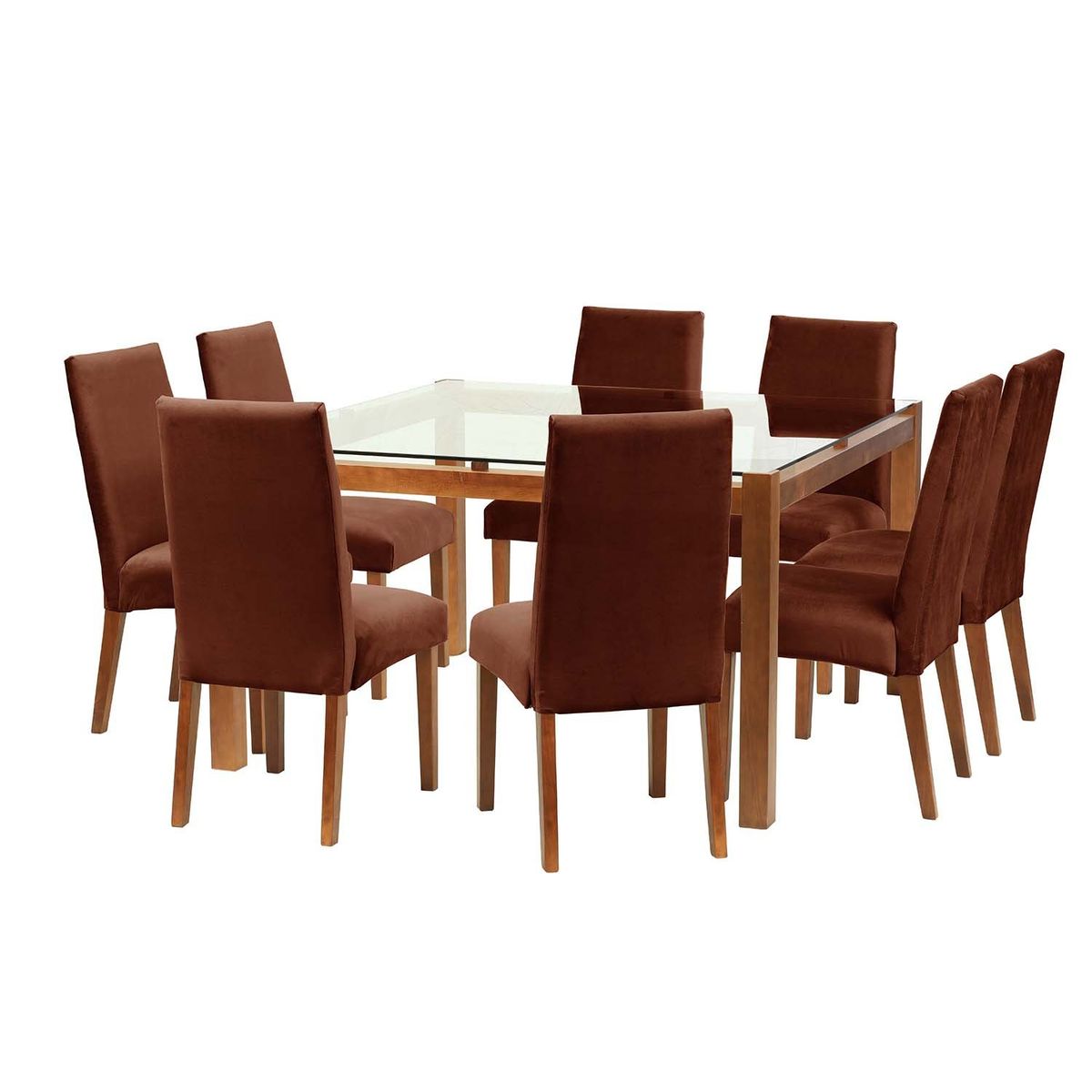 LATAM HOME - Juego De Comedor Barcelona 1400X1400 Silla Cadiz Tela Chocolate
