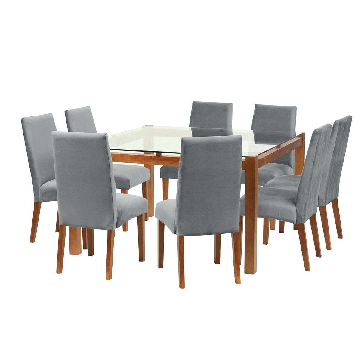 LATAM HOME - Juego De Comedor Barcelona 1400X1400 Silla Cadiz Tela Gris