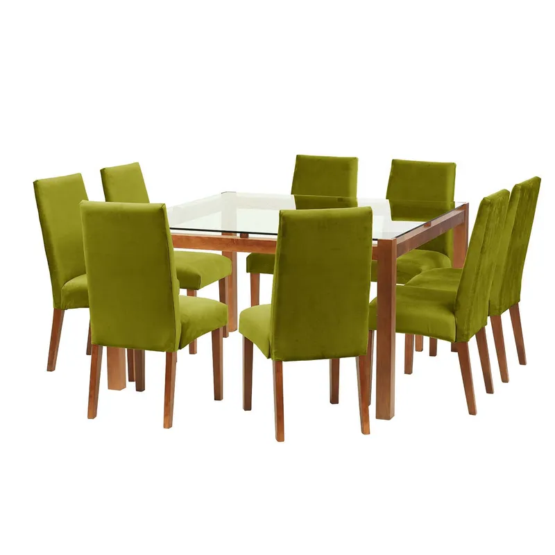 LATAM HOME - Juego De Comedor Barcelona 1400X1400 Silla Cadiz Tela Pistacho