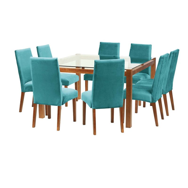 LATAM HOME - Juego De Comedor Barcelona 1400X1400 Silla Cadiz Tela Turquesa