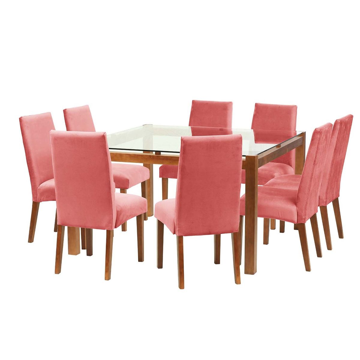 LATAM HOME - Juego De Comedor Barcelona 1400X1400 Silla Cadiz Tela Palo Rosa