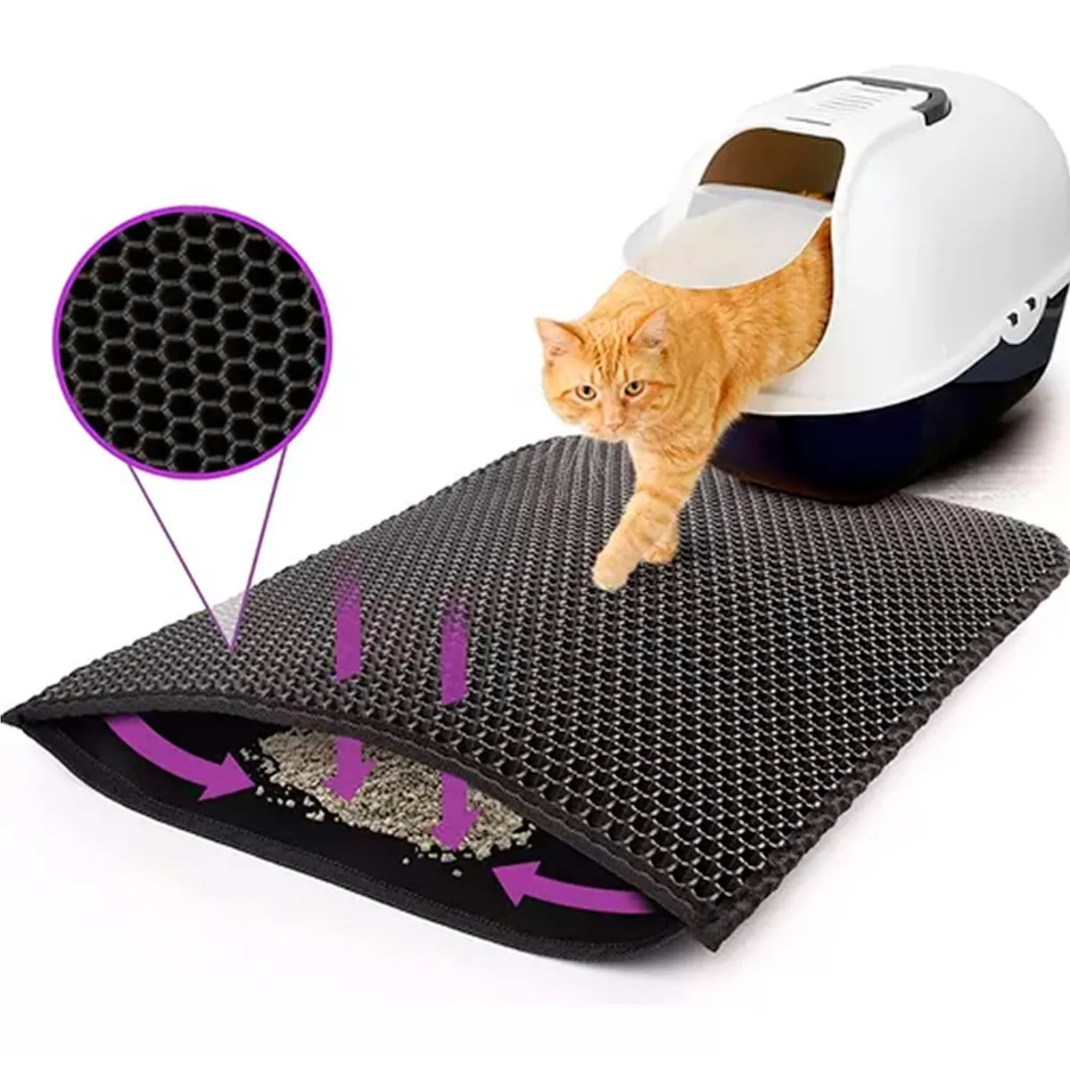 ESHOPANGIE - Alfombra Para Atrapar Arena De Gatos Tapete Arenero Mascotas
