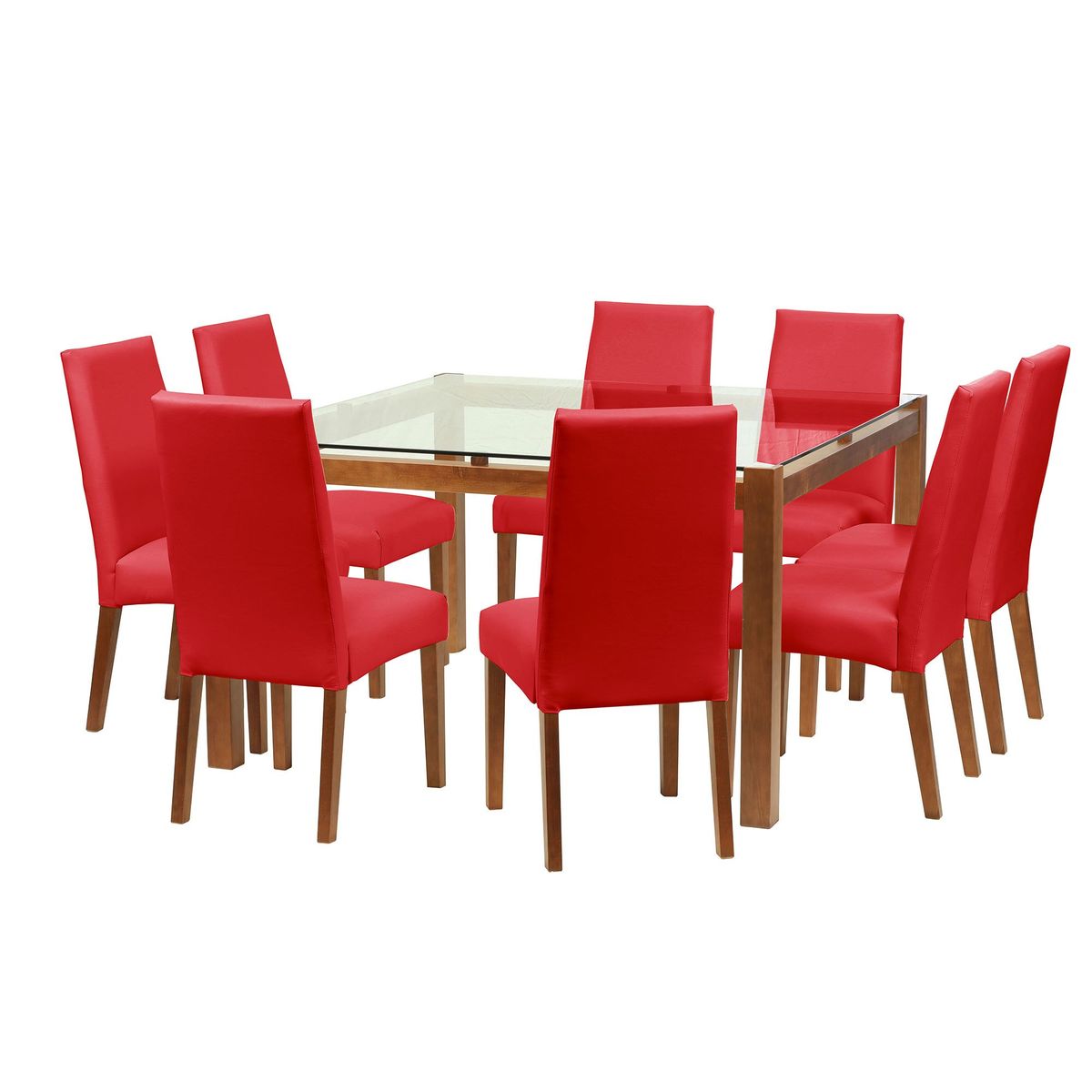LATAM HOME - Juego De Comedor Barcelona 1400X1400 Silla Cadiz PU Rojo