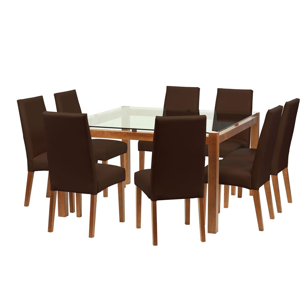 LATAM HOME - Juego De Comedor Barcelona 1400X1400 Silla Cadiz PU Chocolate