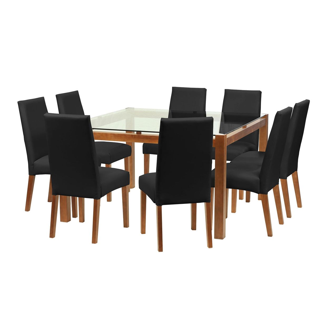 LATAM HOME - Juego De Comedor Barcelona 1400X1400 Silla Cadiz PU Negro