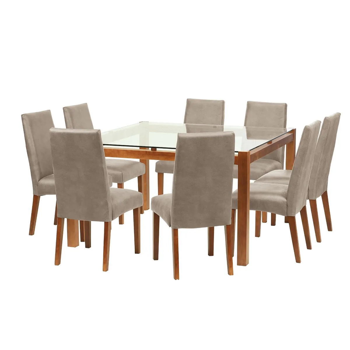 LATAM HOME - Juego De Comedor Barcelona 1400X1400 Silla Cadiz Cuero Beige