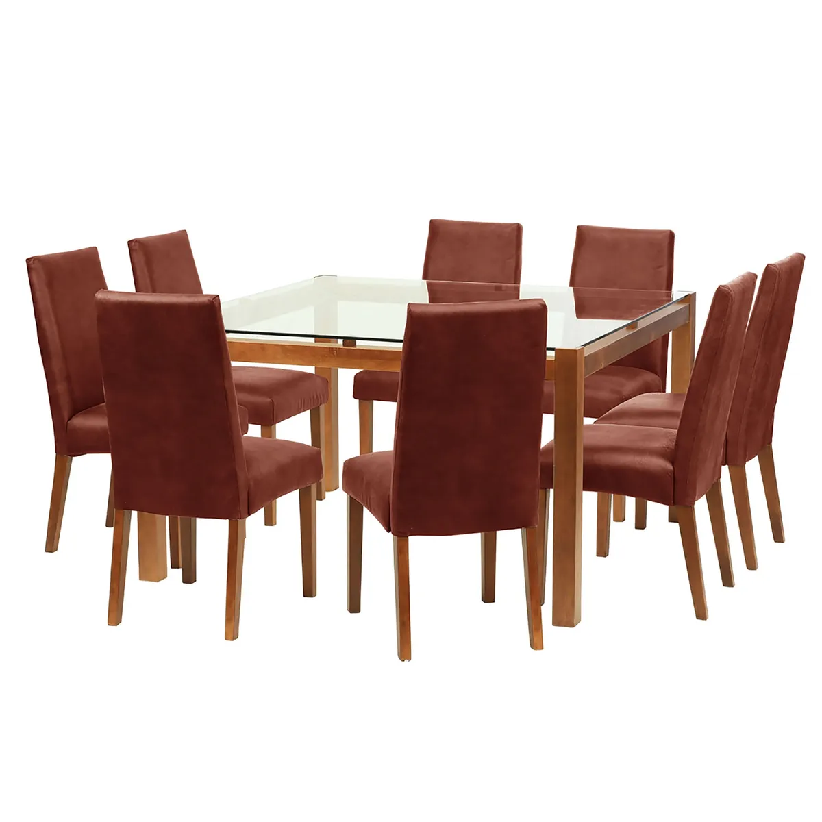 LATAM HOME - Juego De Comedor Barcelona 1400X1400 Silla Cadiz Cuero Cafe Moro