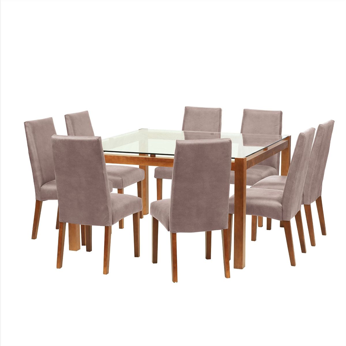 LATAM HOME - Juego De Comedor Barcelona 1400X1400 Silla Cadiz Cuero Gris