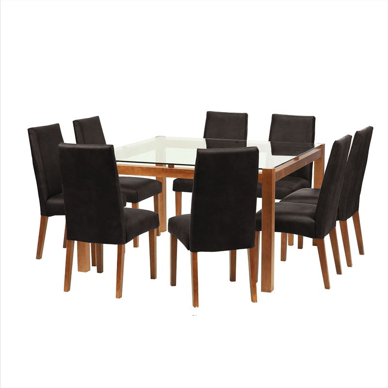 LATAM HOME - Juego De Comedor Barcelona 1400X1400 Silla Cadiz Cuero Negro