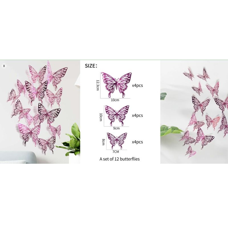 GENERICO - Mariposas Decorativas 3d Color Fucsia12 Unidades