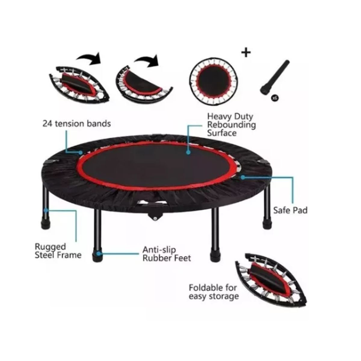 ESHOPANGIE - Trampolín Home Fitness Plegable 100cm Cama Elástica Portátil
