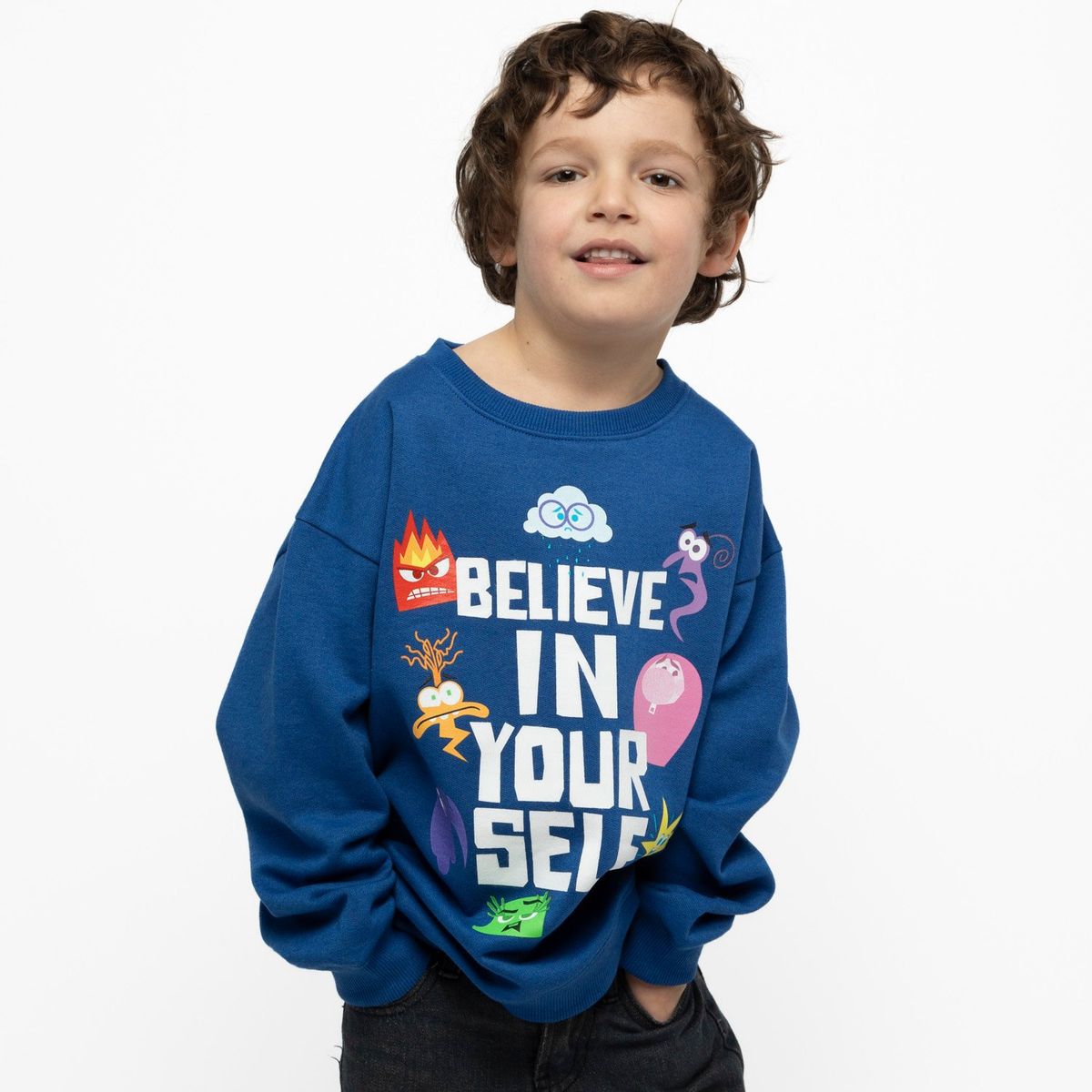 DISNEY - Poleron Cerrado Niño Personajes Intensamente Azul Disney Pixar