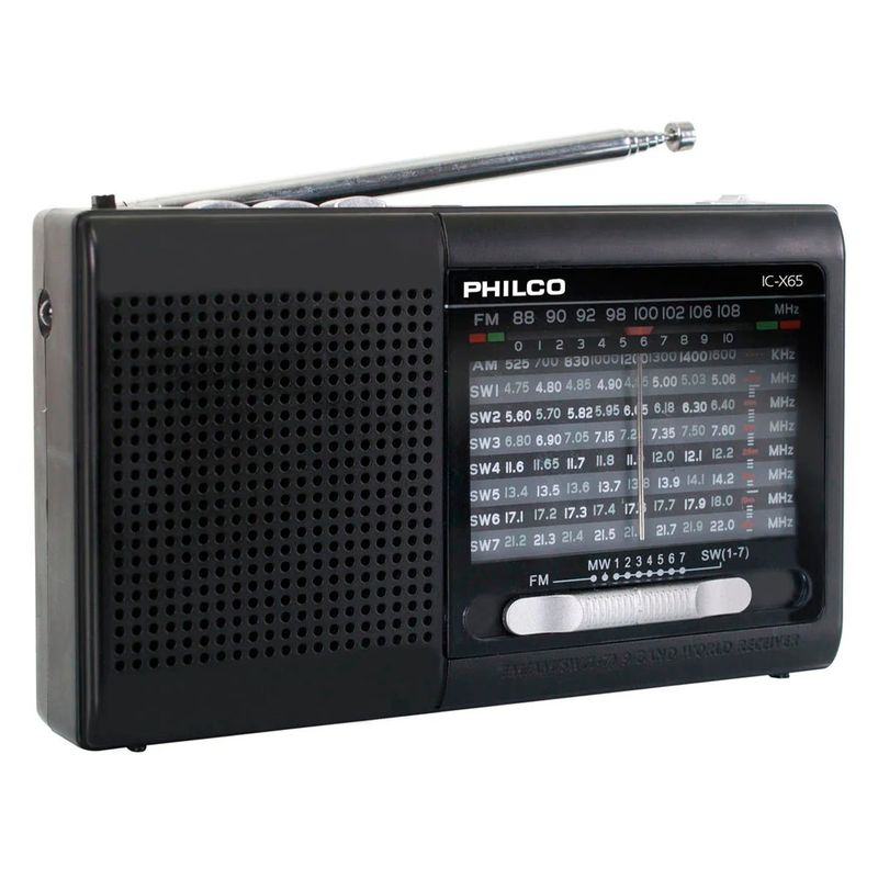 PHILCO - Radio Portatil AM/FM Philco IC-X65 Bluetooth Linterna Negro