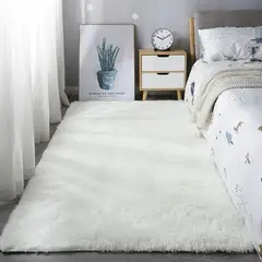 CRUSEC - Alfombras Peluditas Livianas Blanca 160 X 50 Cm