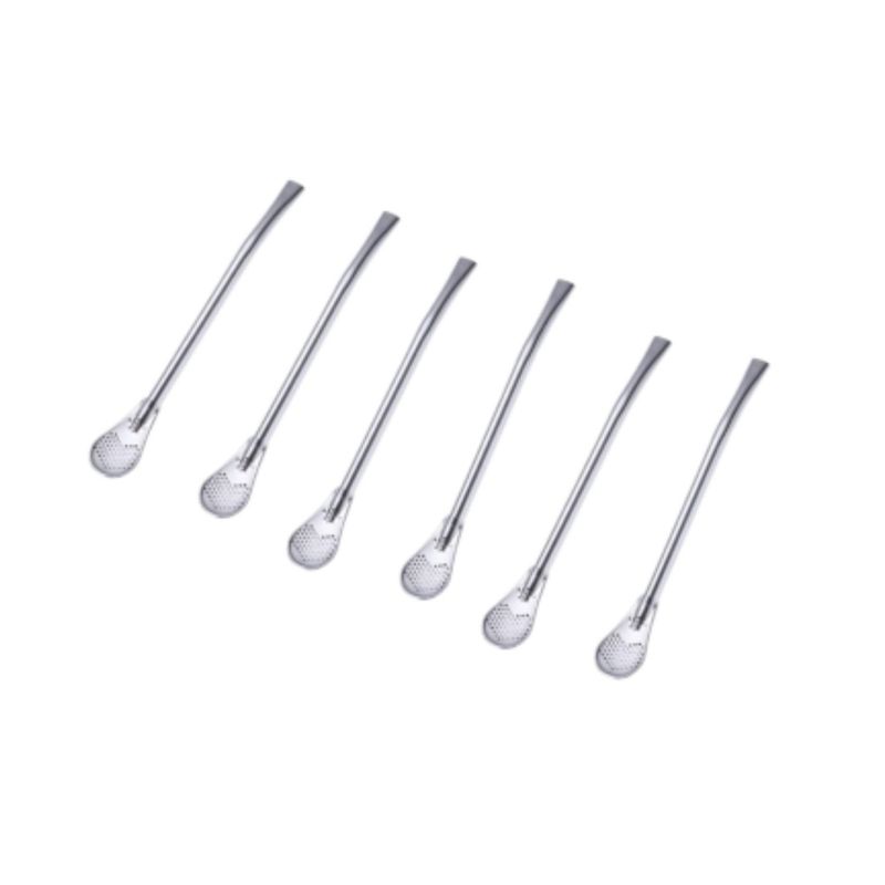 GENERICO - Pack 6 Bombillas Para Mate Acero 14 cm Reutilizable