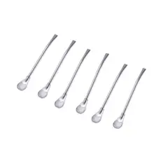 GENERICO - Pack 6 Bombillas Para Mate Acero 14 cm Reutilizable