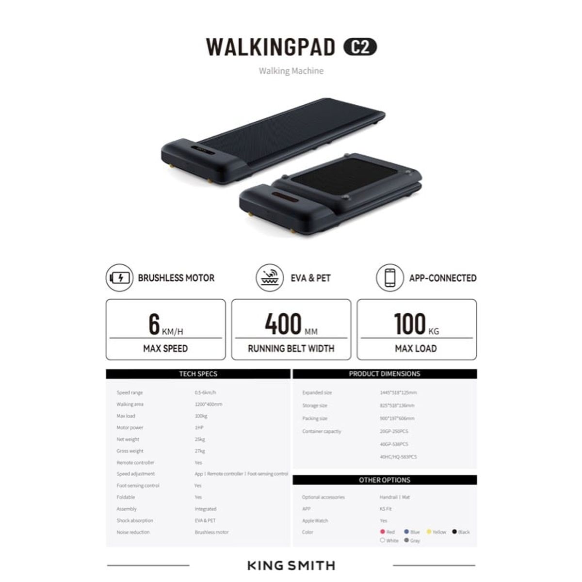 KINGSMITH - KingSmith Walkingpad C2 (  Diseño plegable  ) - Blanco