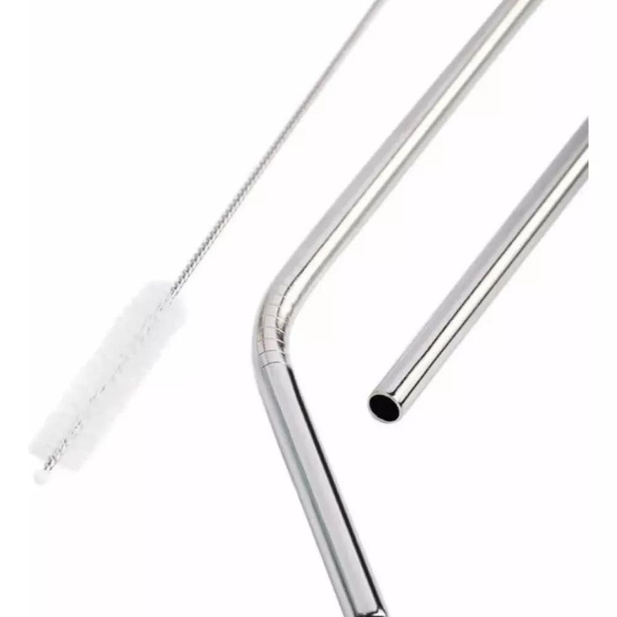 GENERICO - Set 4 Bombillas Reutilizables Con Cepillo Ecologico Cocina Tragos