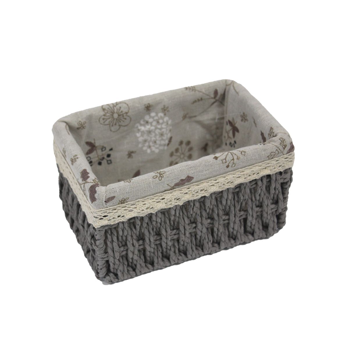NEWTREE - Cesta Tejida De Mimbre Pequeña Gris
