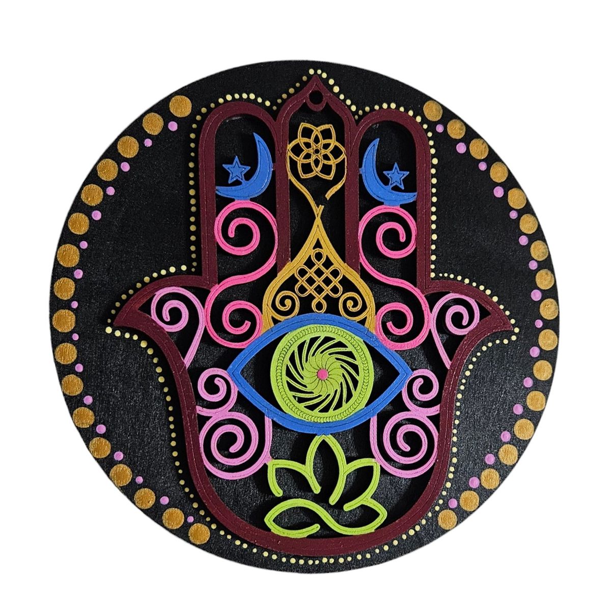 CREA TALLER - Cuadro hamsa decorativo de madera