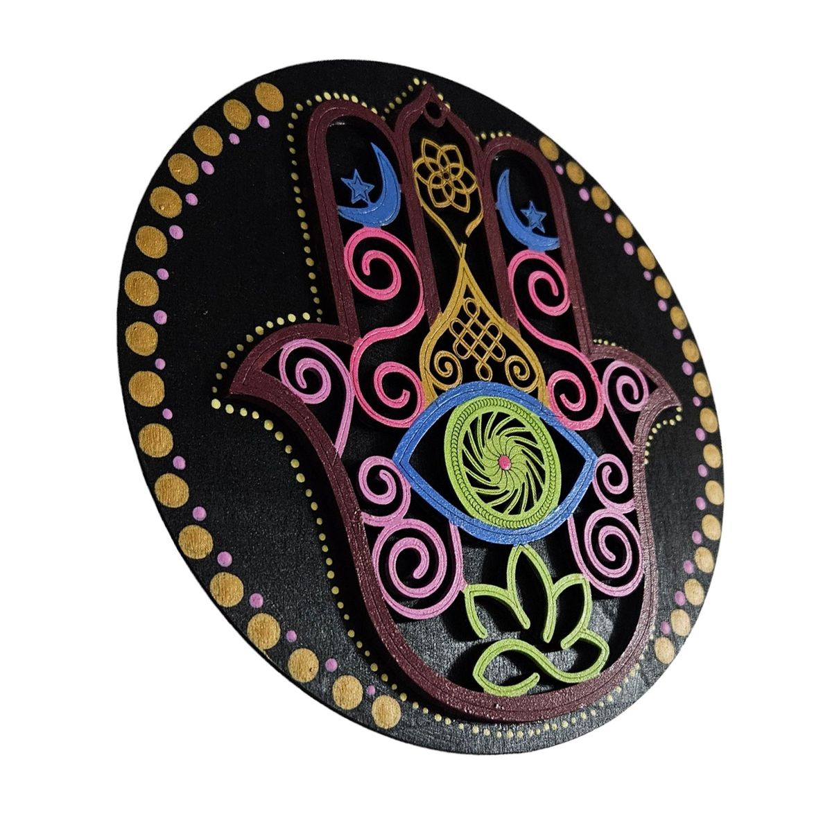 CREA TALLER - Cuadro hamsa decorativo de madera