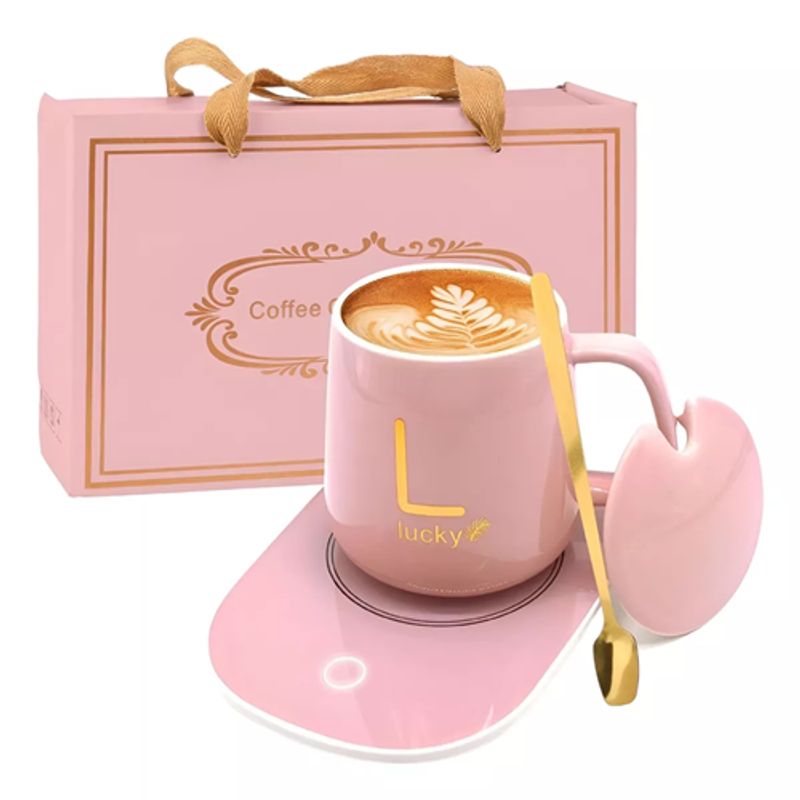 GENERICO - Taza Cafe Con Calentador Electrico Set Taza Cuchara Tazon Te