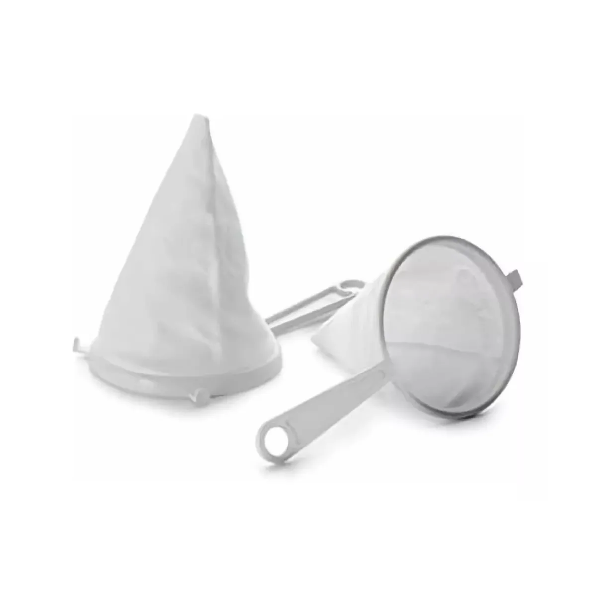 GENERICO - Set 3 Coladores 10 12 14cm Tela Café Grano Vegetales Yogurt