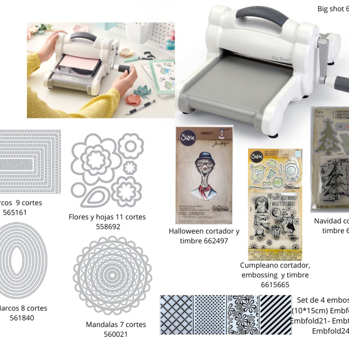 SIZZIX - BIG SHOT DE SIZZIX TROQUELADORA MANUAL EN KIT COMPLETO