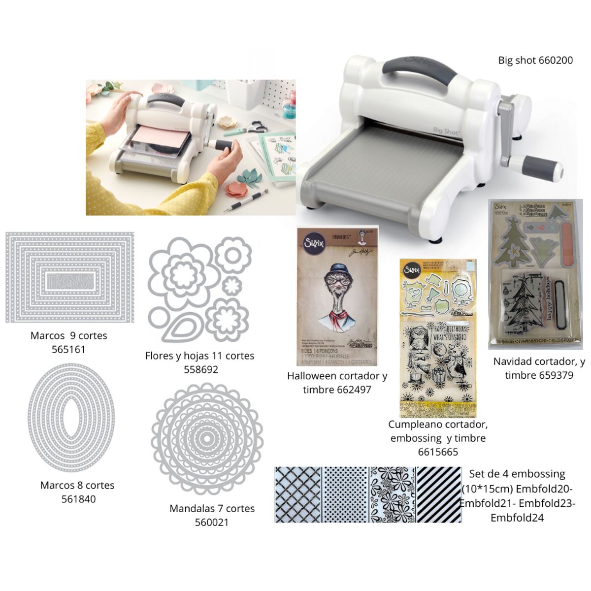 SIZZIX - BIG SHOT DE SIZZIX TROQUELADORA MANUAL EN KIT COMPLETO