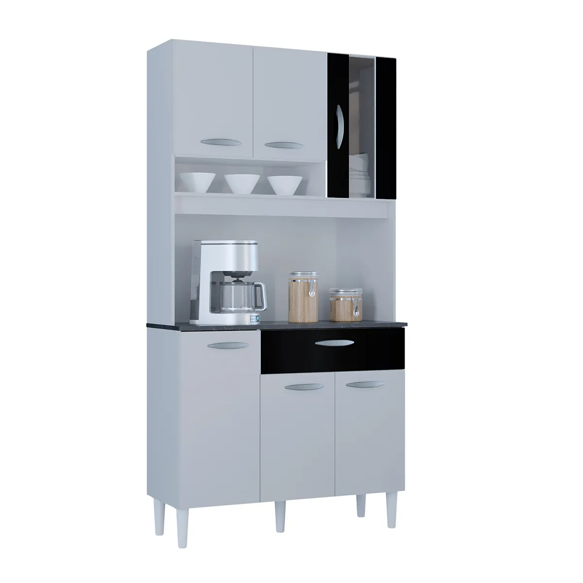 TAHUARI - Mueble de cocina Coral 6 puertas blanco/negro