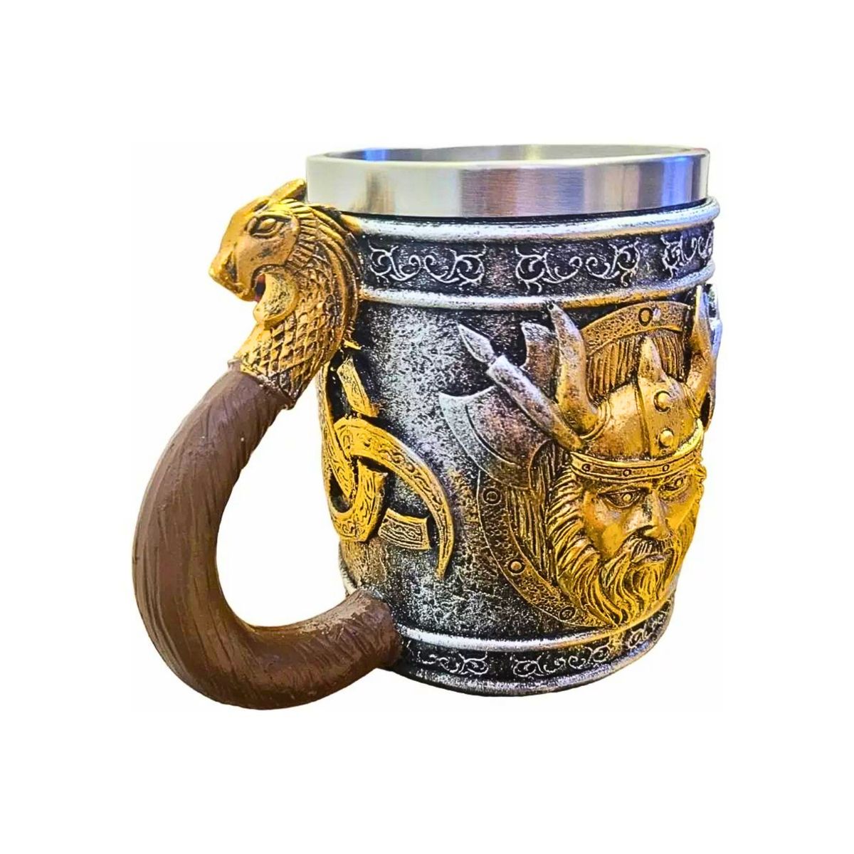 GENERICO - Taza Cervecera Diseño Dios Griego Majestuoso Regalo Dorado